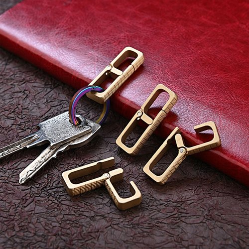 Brass Carabiners, Mini Portable Simple Design Keychain Key Chain Clip EDC Spring Kits Key Ring Clasp Hook for Belt Backpack Handbag Quick Release Keychain Heavy Duty Car Keychain Organizer Gold