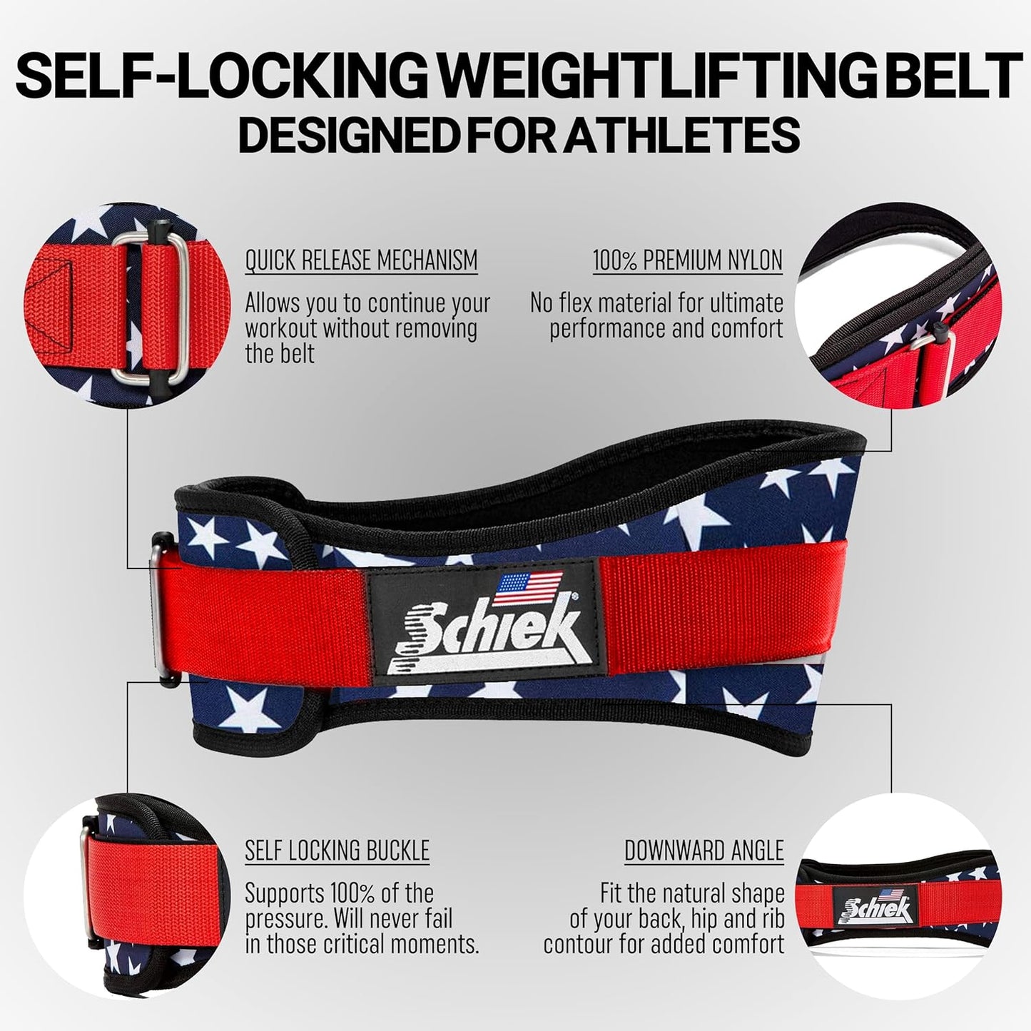 Schiek Sports 2006 Nylon 6 Inches Weight Lifting Belt - Support Belt for Power Lifting