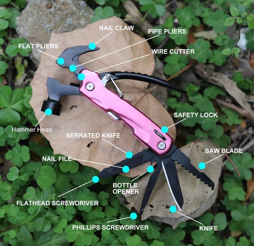 Gifts for Women Mom Wife - Women Gifts, Hot P'ink 12 in 1 Multitool Hammer - Birthday Gift for Mom, Woman, Wife, Sister - Reliable Companion for You