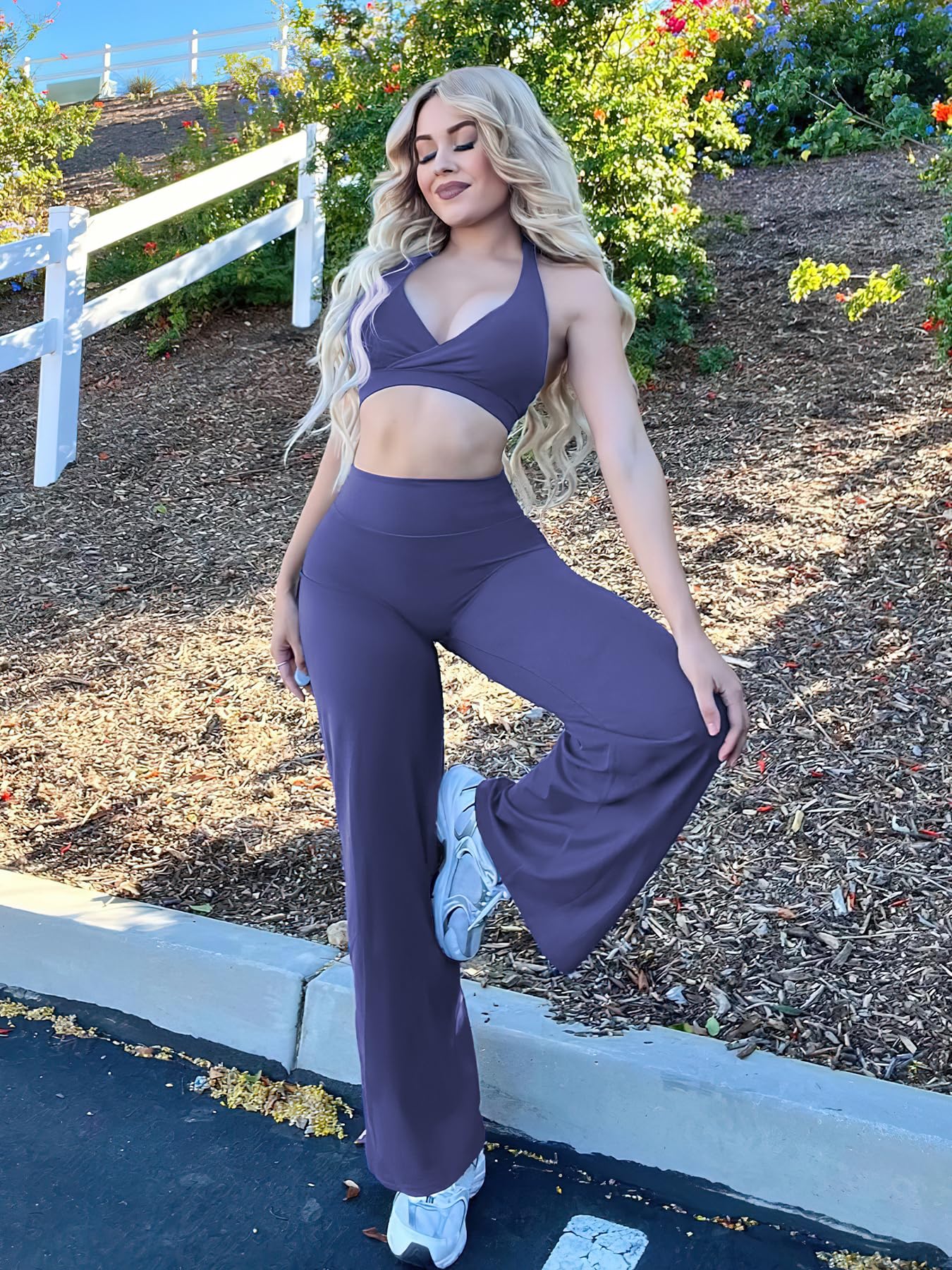 YEOREO Workout Leggings Womens No Front Seam Straight Leggings 31.5" High Waist Buttery Eddiy Gym Yoga Pants Deep Cobalt L