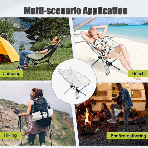 LEKUI Portable Folding Camping Chair,Lightweight Aluminium Alloy Chair Nylon Chair Fabri,Suitable for Outdoor Camping,Beach,Picnic,Barbecue,Fishing,Climbing (Beige-Long)