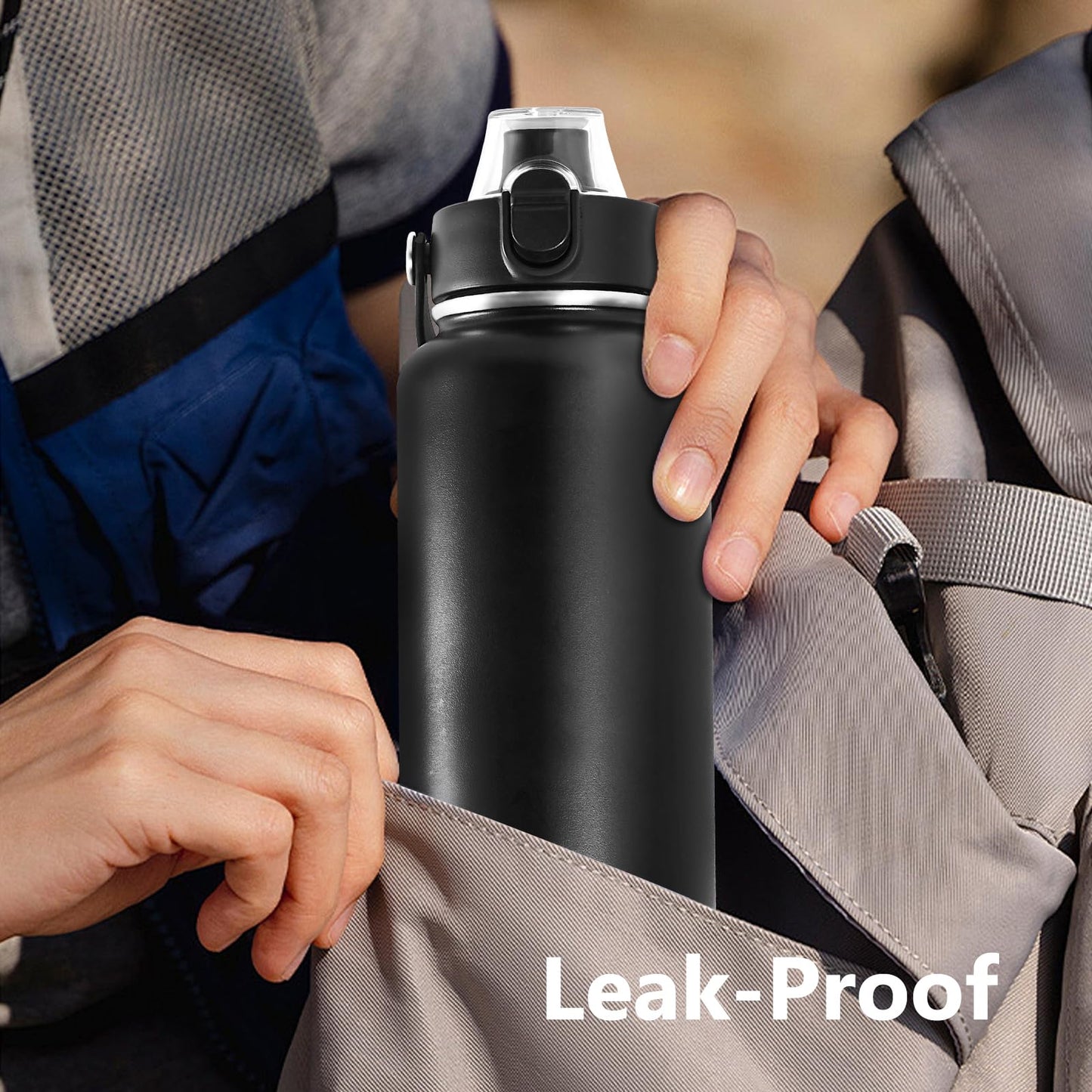 Auto Spout Lid for Hydro Flask Wide Mouth 12-64 oz Bottles, Flip Top Replacement Lid for HydroFlask Wide Mouth Bottles with Button Lock & Soft Handle