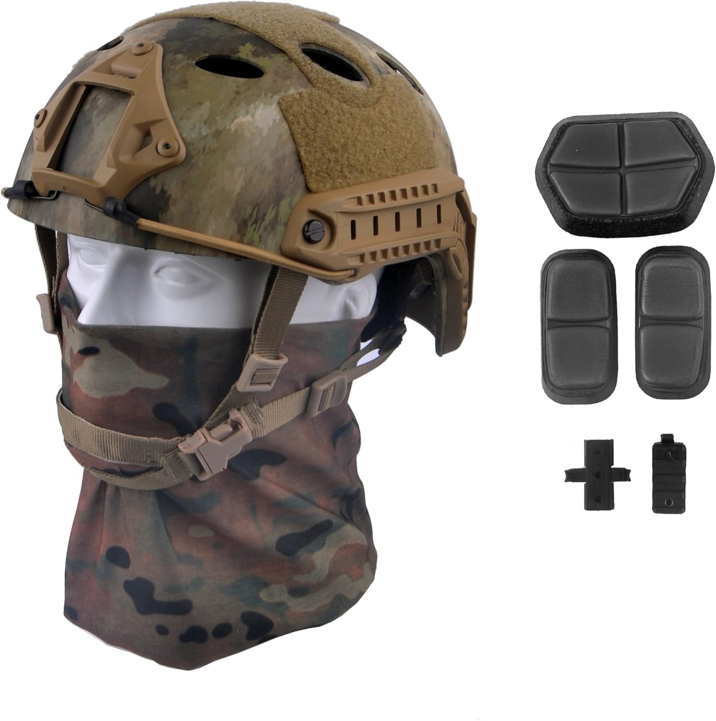 LOOGU Fast BJ Base Jump Tactical Helmet for Airsoft with 12-in-1 Headwear