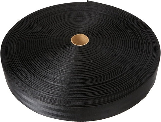 US Cargo Control Seat Belt Style Webbing 2 Inch x 300 Foot, Black Polyester Seat Belt Webbing Strap, 5 Panel, 6,000 lbs. Break Strength, 2 Inch Seat Belt Straps for Ratchet Straps, Lifting Slings