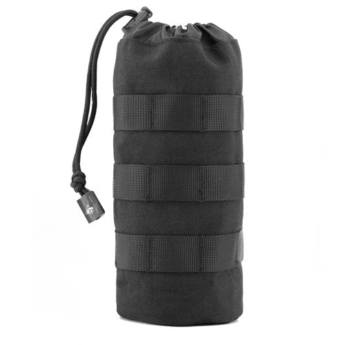 Little Fire Craft Molle Water Bottle Pouch Tactical Water Bottle Holder Military Drawstring Hydration Carrier (Black)