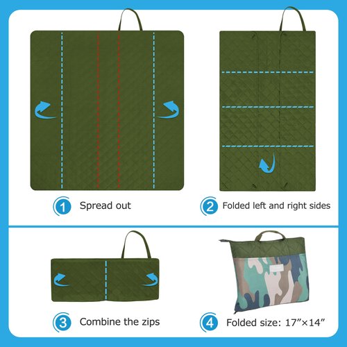 Tirrinia Portable Waterproof Outdoor Blanket with Shoulder Strap, 50”x 60” Camping Blanket, Beach Picnic Blankets, Sandproof Foldable Blankets, Lightweight for Spring Summer Camping