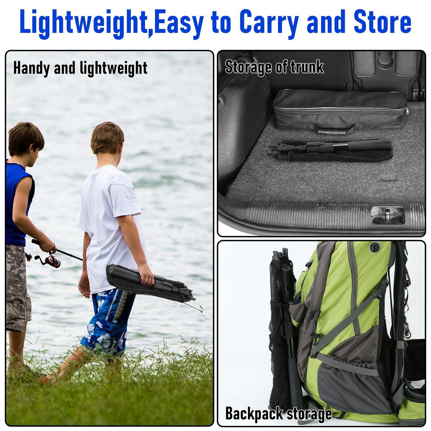 Fishing Net with Handle, Telescoping & Folding Fish Net for Easy Transport & Storage, Durable Freshwater & Saltwater Fishing Gear for Kids & Adults, Compact & Portable Design