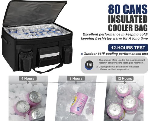 MyLifeUNIT 80 Cans Insulated Cooler Bag for Food & Pizza Delivery Bag Suitable for Car, Bike, Camping, Picnic, Beach, XXX-Large Size