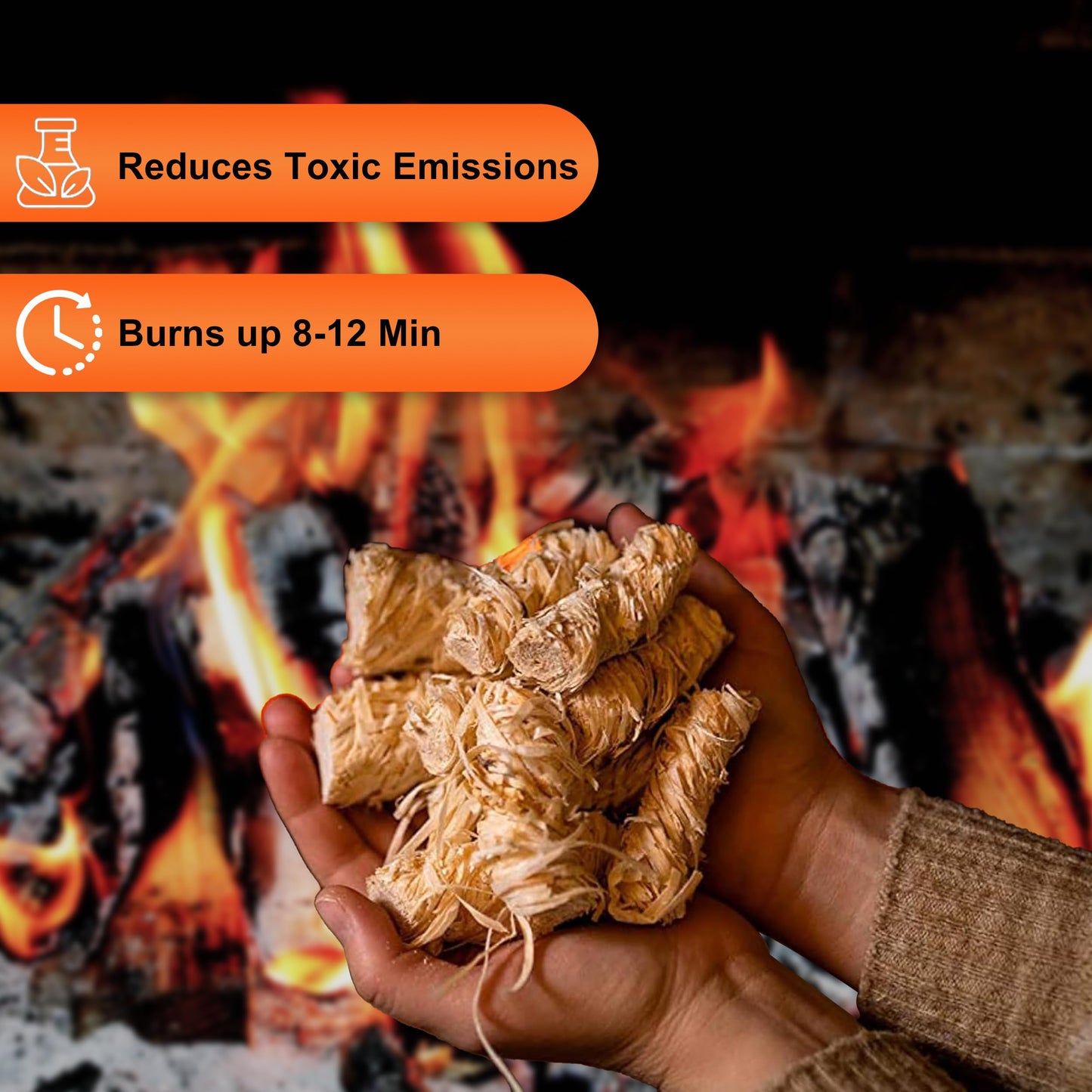 Fire Starter and Fire Wood Sticks for Indoor and Outdoor Use - Quick Ignition Fire Logs for BBQ, Fireplace, Fire Pit and Campfires - Fatwood Firestarter Kindling Sticks