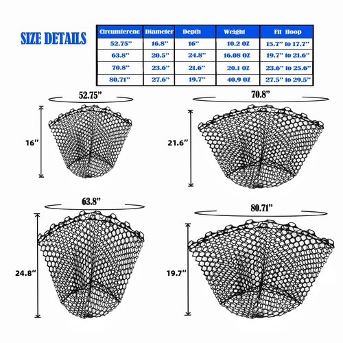 Replacement Rubber Fishing Net for Fish Fly Fish Landing Net Bag for Freshwater Saltwater Rubber Silicone Mesh