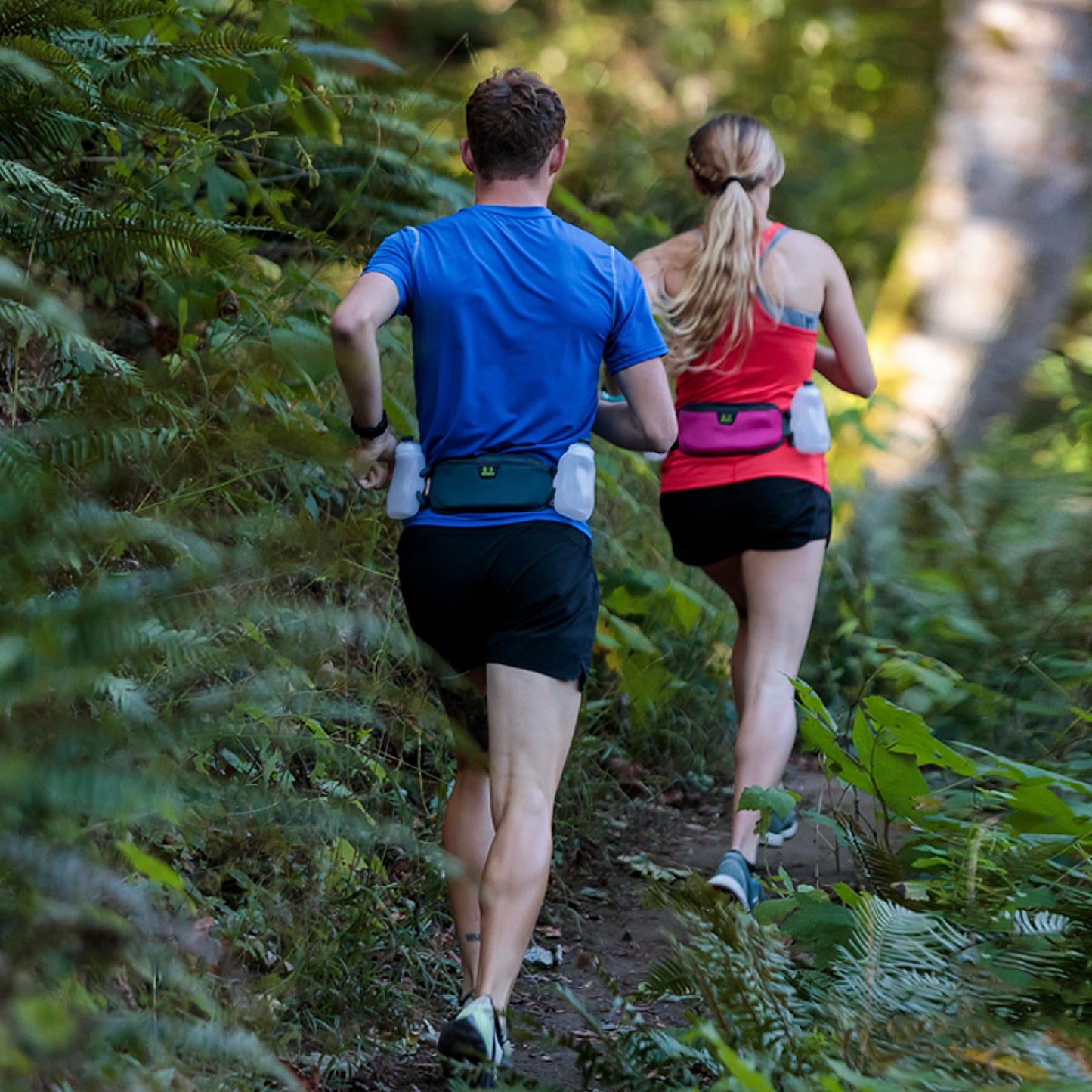 Amphipod RunLite Xtech 10K Hydration Belt, Ultra Runners Waist & Hydration Belt for Endurance Running, Racing, Men & Women - Steel/Green - 21 oz