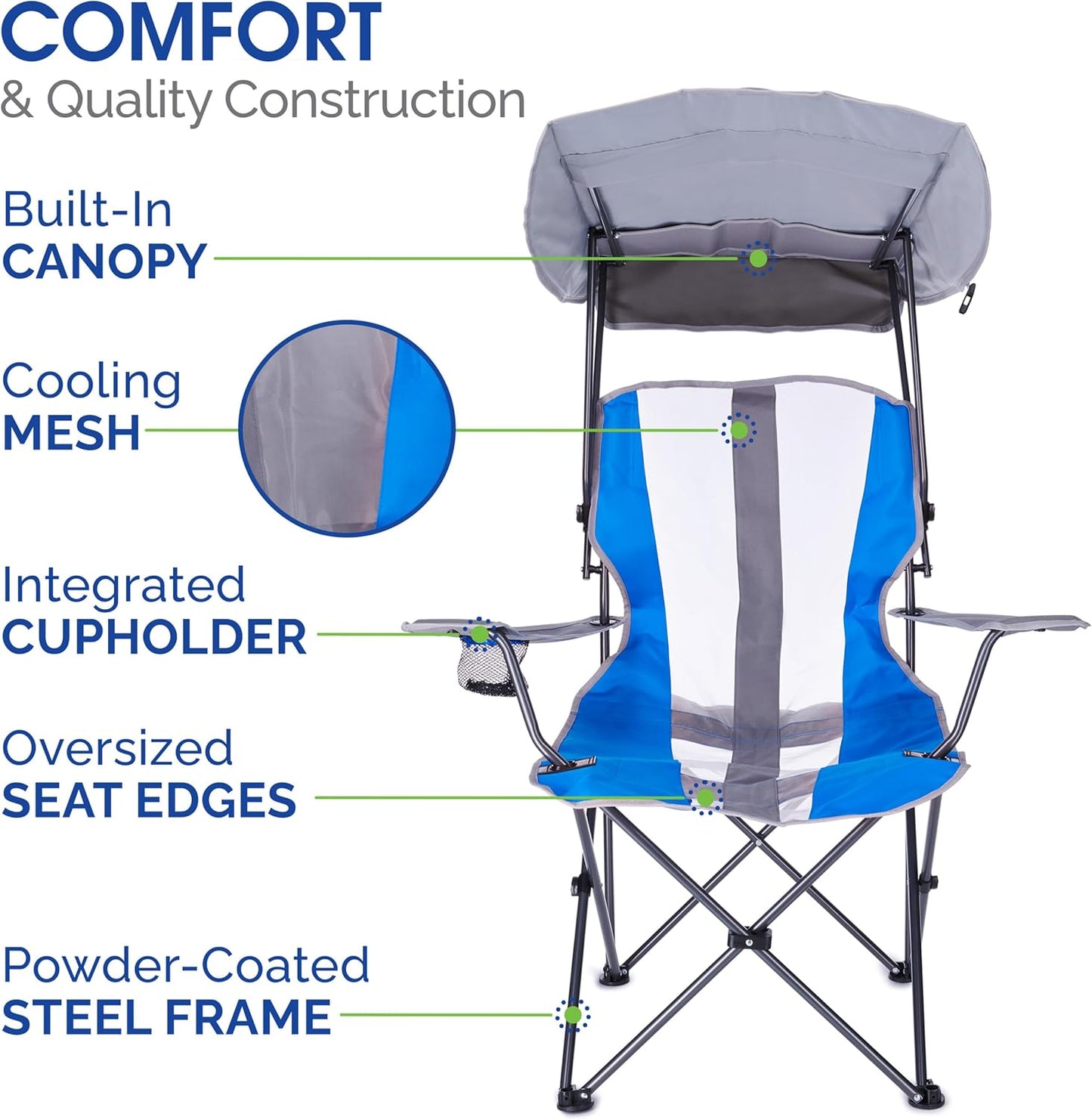 Foldable Canopy Chair for Camping & Tailgating - Kelsyus Grey/Red Outdoor Seating