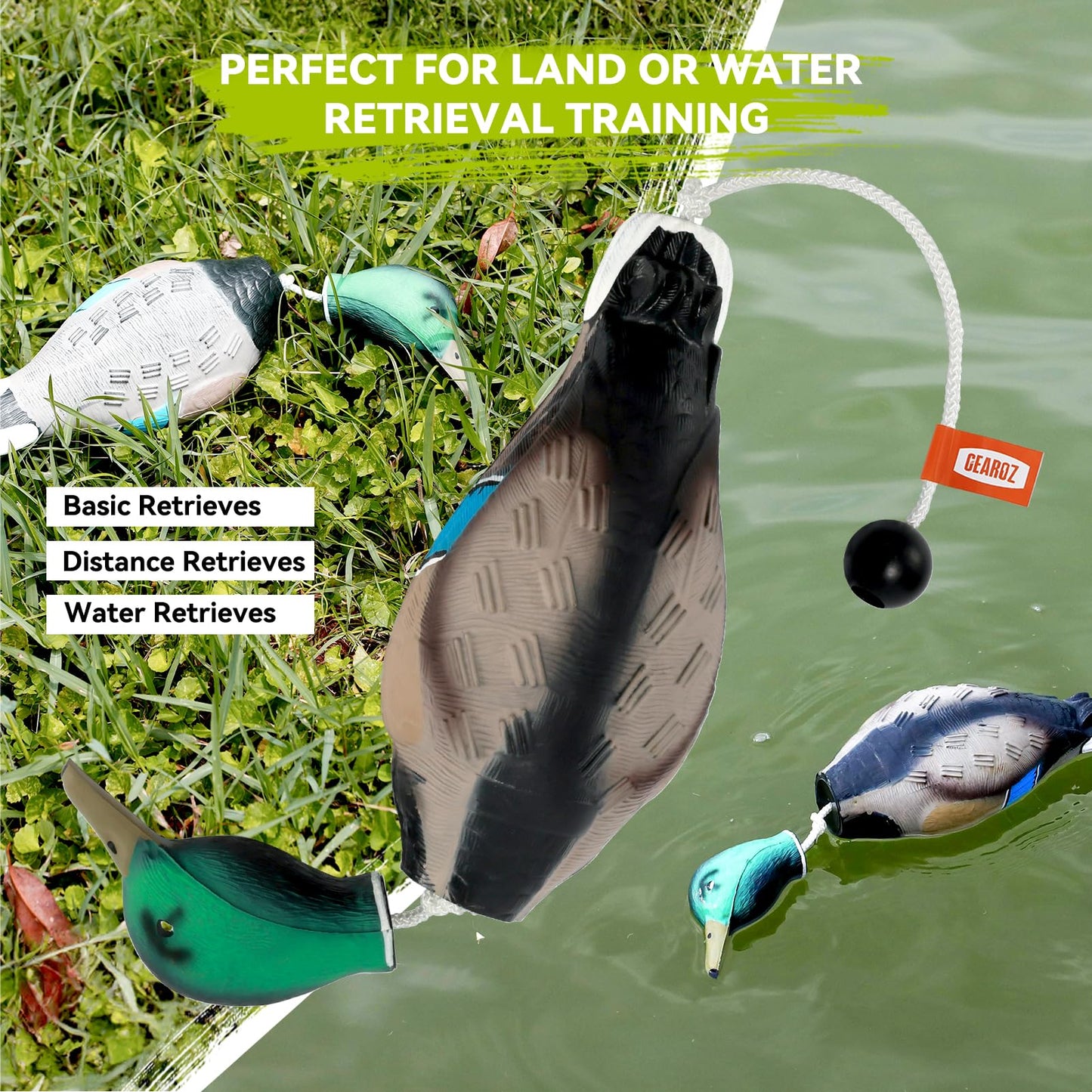 GearOZ Duck/Pheasant Dummy, Mimics Dead Duck/Pheasant Bumper for Gun Dog Training Scent Waterfowl Hunting Retriever, Outdoor Mallard Retrieval Interactive Train Toys, Floating & Durable