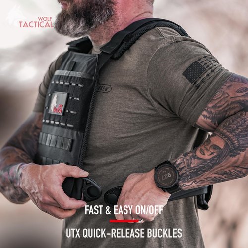 WOLF TACTICAL Simple Weighted Vest Men Womens Weighted Vest for Walking Running Training Rucking Adjustable Weight Vest, Black