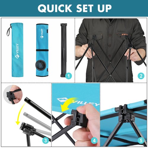 VILLEY Folding Camping Table, Lightweight Portable Beach Table with 2 Cup Holders & Carry Bag for Camping, Beach, Fishing, Travel, and Outdoor Activities (Small)