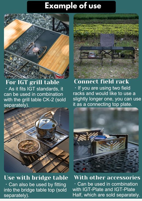 camping moon IGT Top Board Bridge Table Laser Top Board Half 2pcs Black CK-12F-2P