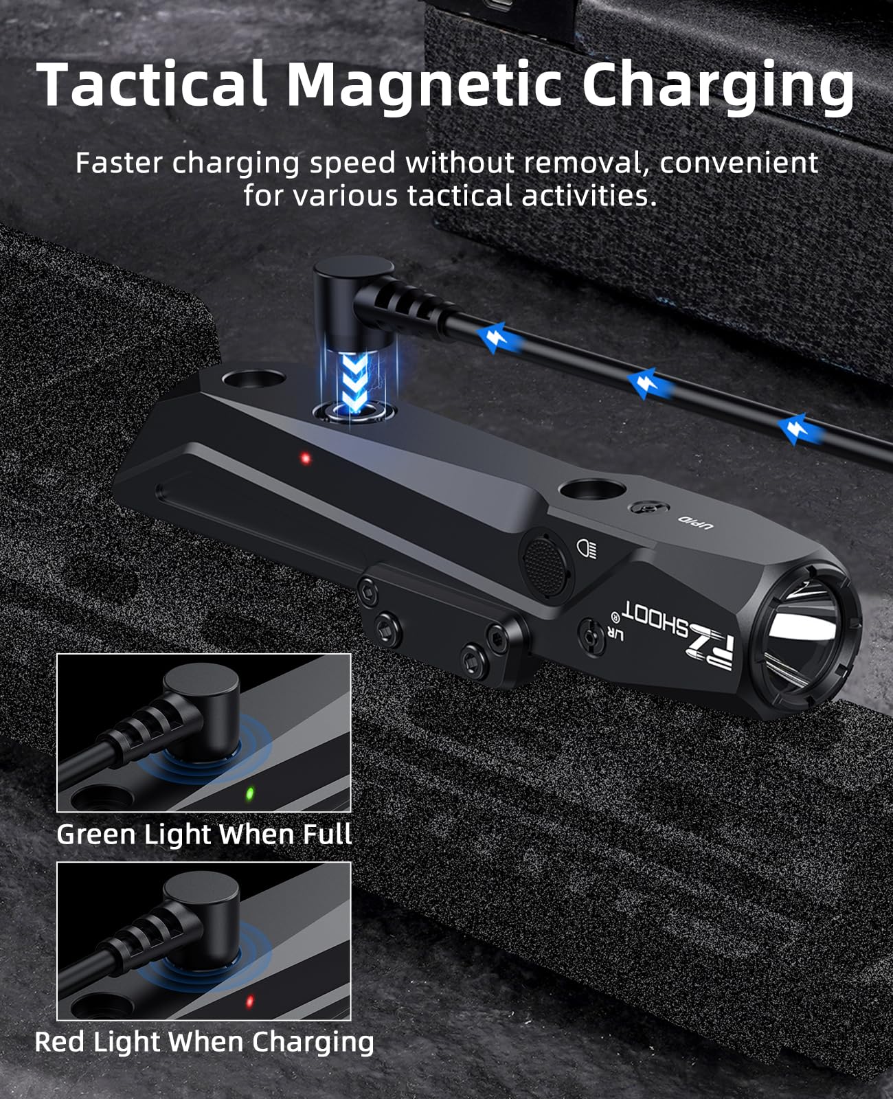 EZshoot 1700 Lumens Tactical Laser Light Combo for Rifle with Magnetic Rechargeable, AR Laser Light Combo Compatible with Picatinny Rail and M-Rail, Rifle Flashlight for Home Defense, Hunting