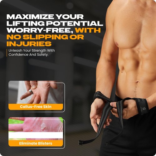 Special Essentials Wrist Straps for Weightlifting - Premium Padded Neoprene with Anti Slip Silicone Grip - Gym Lifting Straps Ideal for Men and Women - Enhances Bodybuilding & Powerlifting