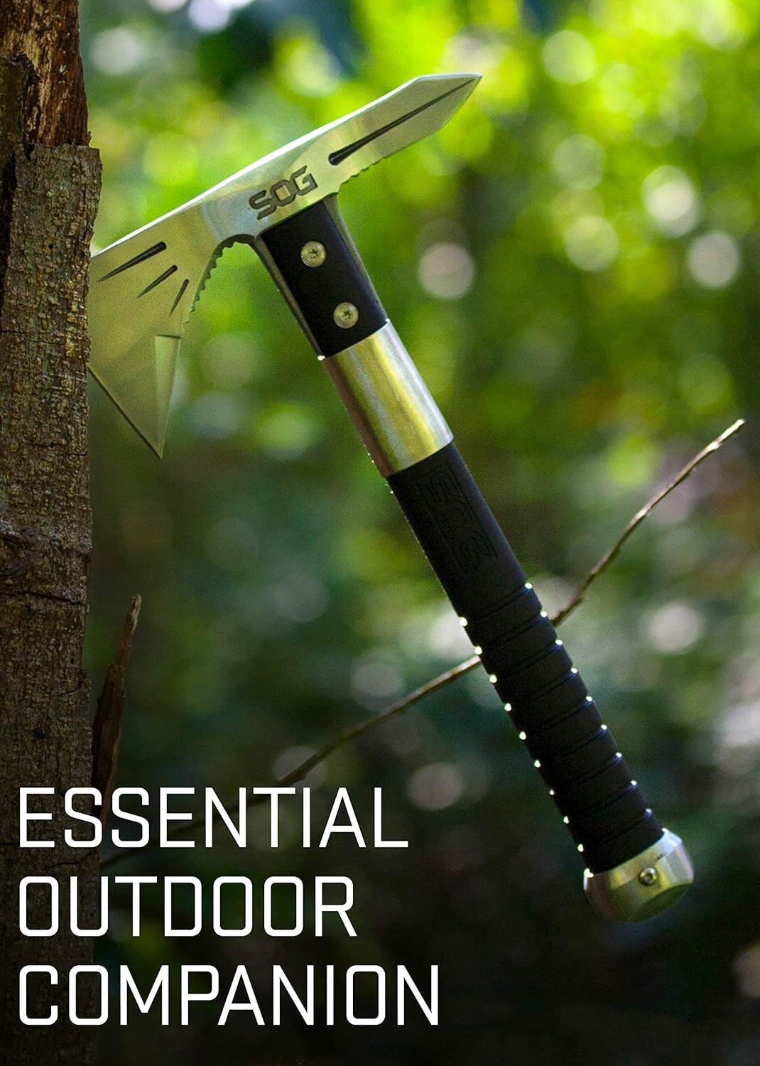 Survival Hawk Tactical Hatchet - Multi-Purpose Outdoor Tool with Fire Starter & Paracord Handle (SK1001-CP), Black