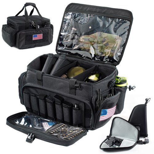 VIGEGARI Large Pistol Range Bag Shooting - Tactical Gun Range Bag with Pistol Cases, Gun Bags for Handguns, Gun Bag for Men, Ammo Bag, Gun Carrying Duffle Bag for Gun Accessories