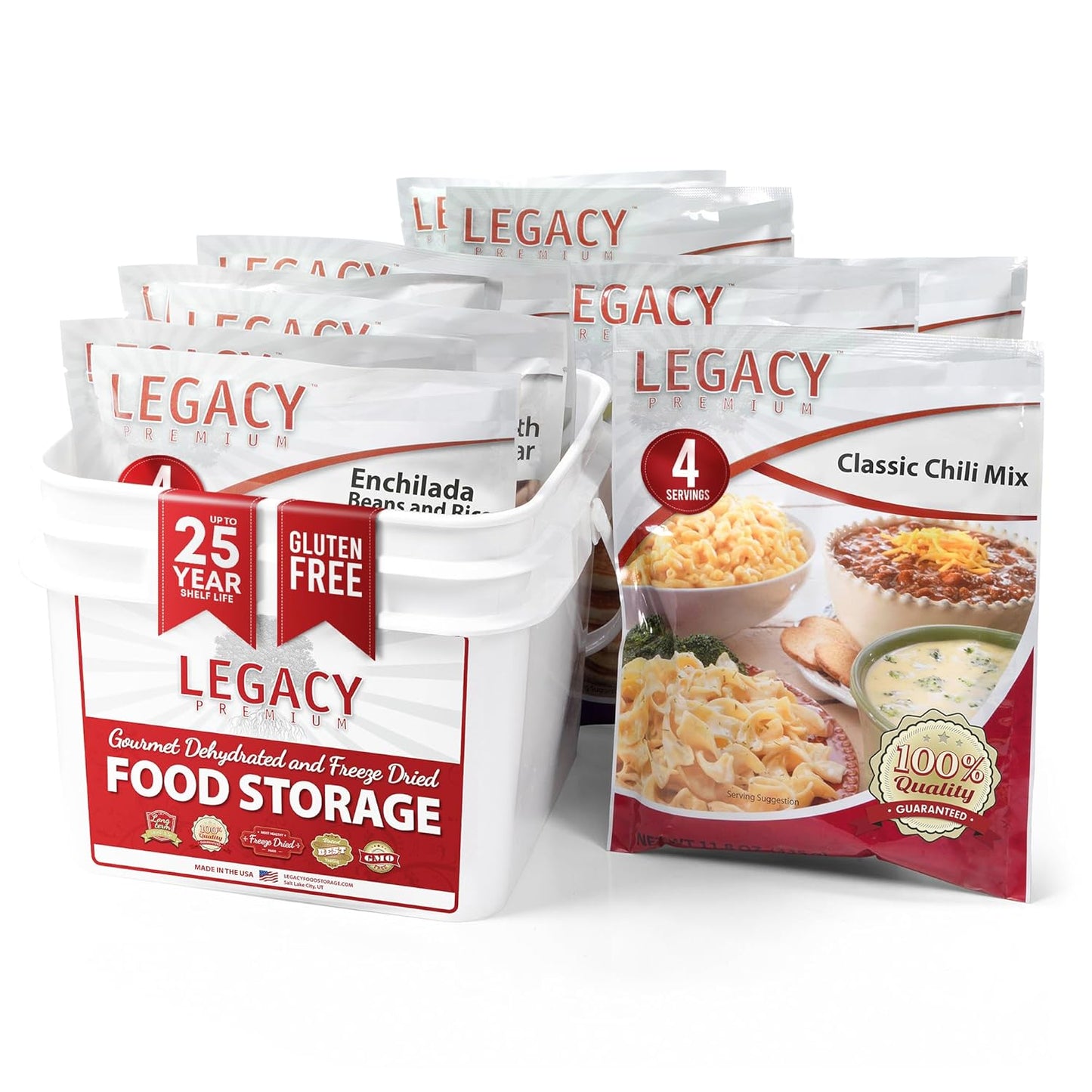 Long Term Gluten Free Food Storage Sample Pack: 16 Large Servings - 4 lbs Freeze Dried Meals - Emergency Prepper Supply with 25 Year Shelf Life