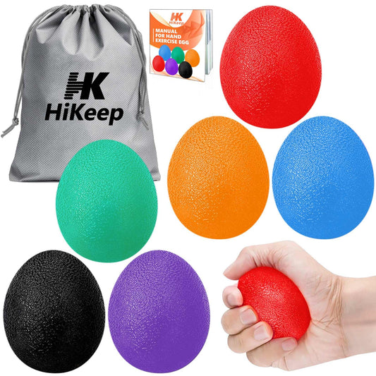 HiKeep Stress Balls for Adults (6 Pack), Grip Strength Trainer, Hand Strengthening Devices, Hand Exercisers for Strength, Exercise Balls Physical Therapy, Wrist Finger Strengthener, Forearm Exerciser