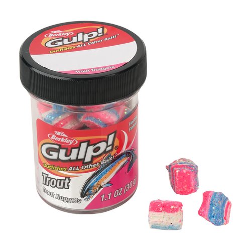 Berkley Gulp! Trout Nuggets Dough Bait, Bomb Pop, 1.1 oz, Scented and Flavored Soft Bait for Freshwater Fishing, Designed to Attract Trout, High Visibility