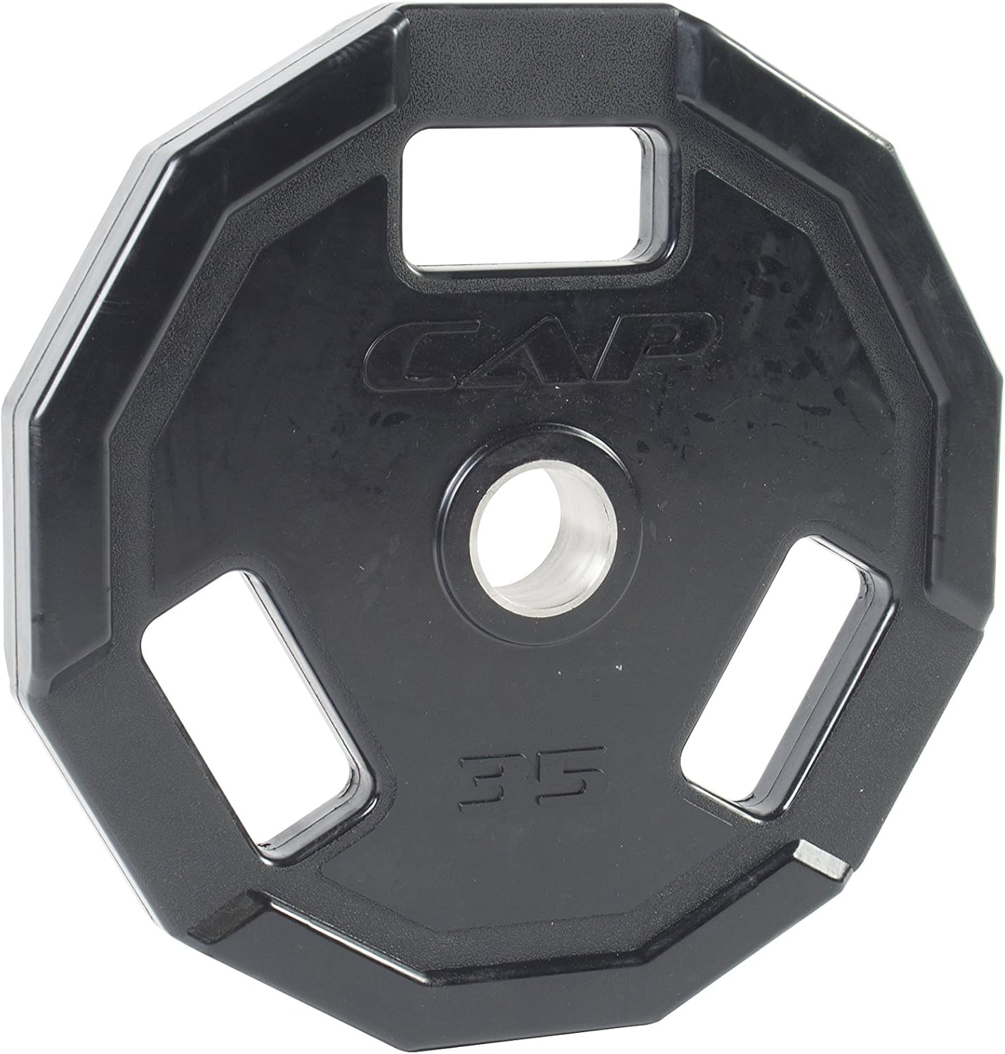 CAP Barbell 12-Sided Rubber Olympic Grip Weight Plates, Black | Multiple Sizes