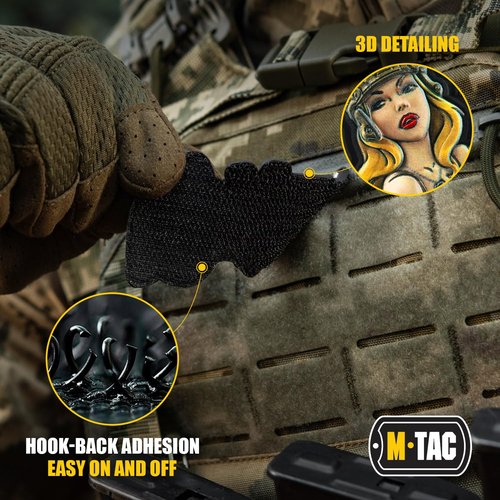 M-Tac Morale Patch Tactical Girl - PVC Tactical Military Patch with Hook Fastener Backing - Patches for Vest, Backpacks, Hats (№5 PVC Olive)