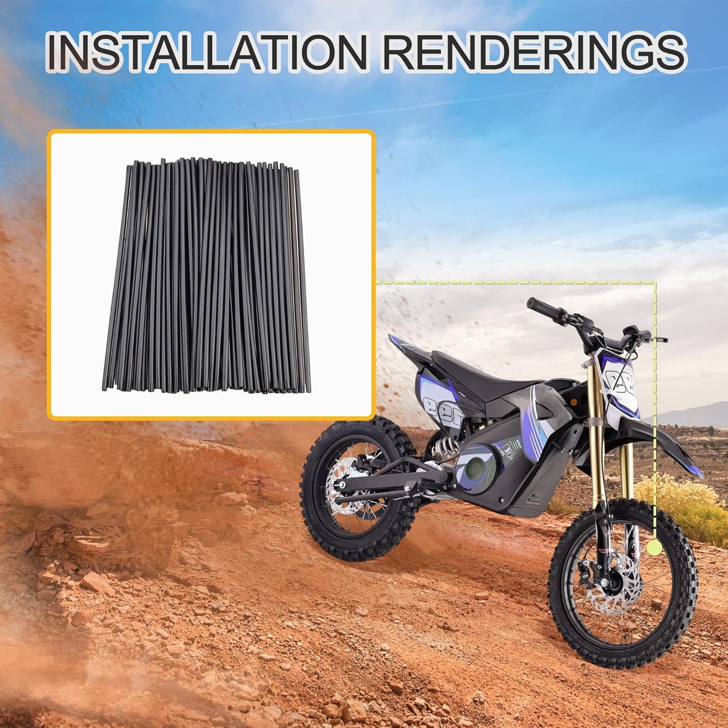 GOOFIT 72Pcs Motorcycle Spoke Skins Covers Coats Wheels Trim Cover Pipe Decorative Protective Wraps Kits for SUV Bicycle Off-Road Dirt Bike (Black)