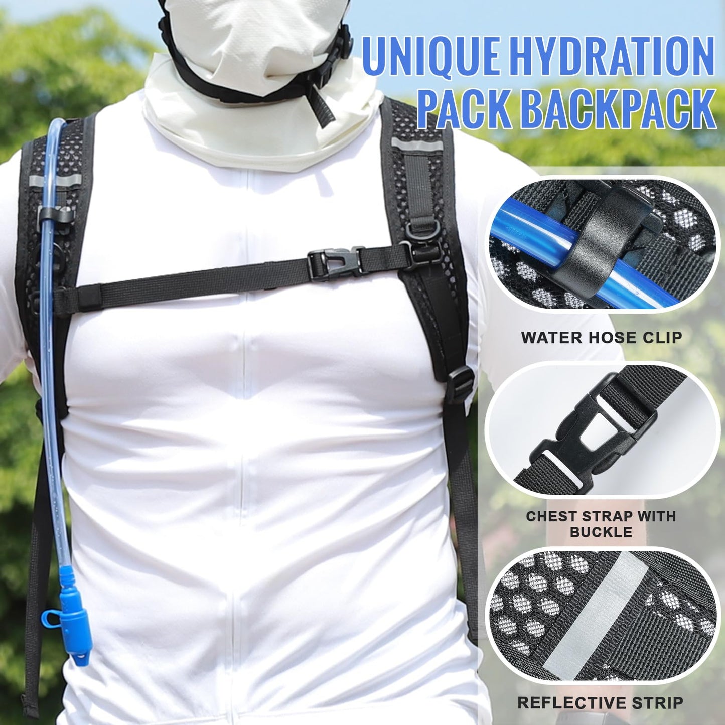 FEIWOOD GEAR Hydration Pack Backpack with 3L PEVA Water Bladder, 10L Lightweight Hydration Water Backpack for MTB Cycling Hiking Running Women Men