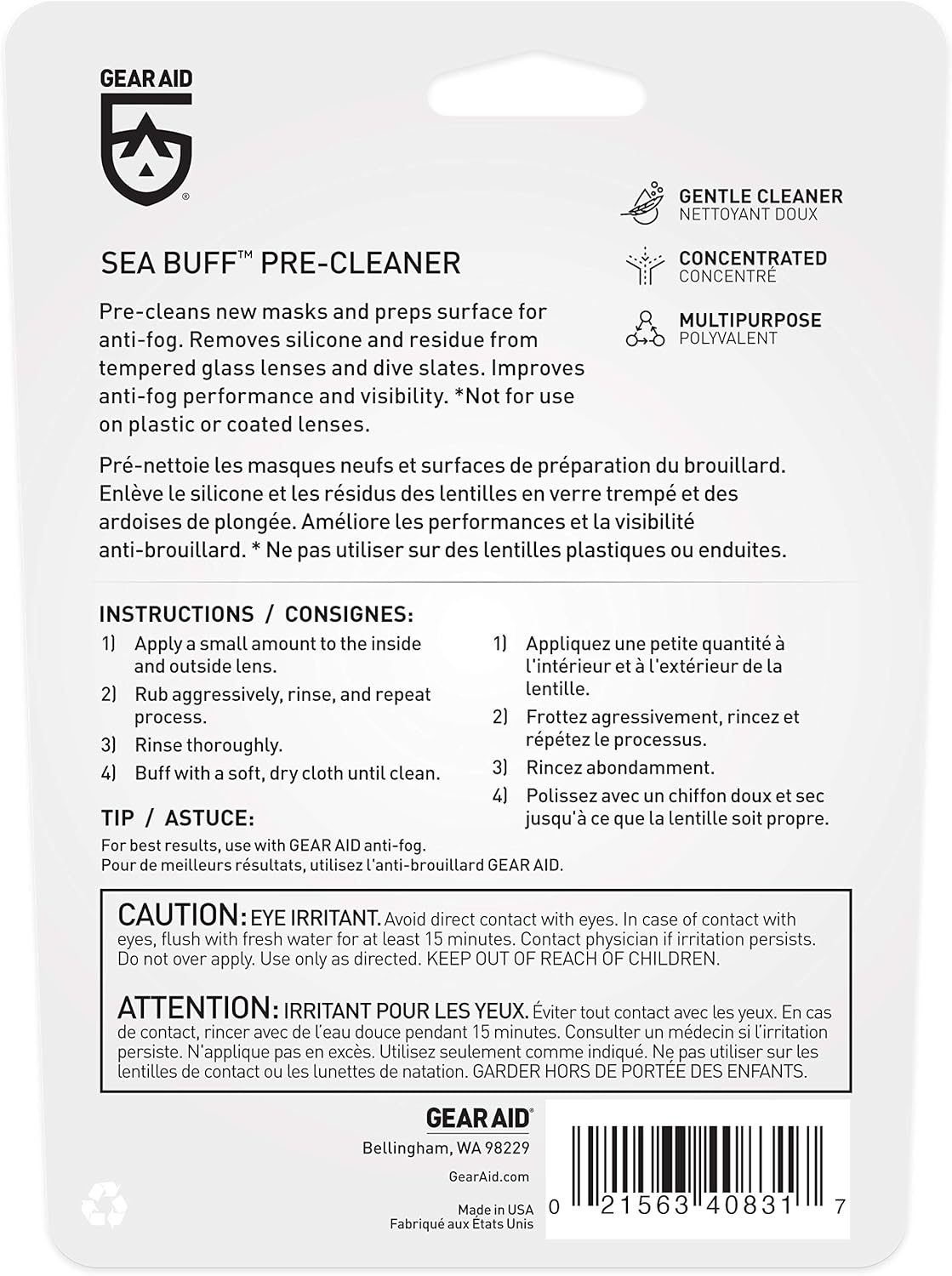 GEAR AID Sea Buff Dive Mask and Slate Cleaner, 1.25 fl oz, Clear