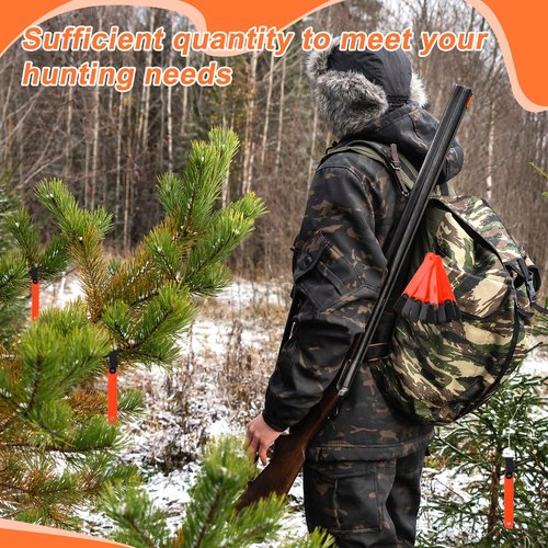 Tophoniex 48PCS Trail Markers with Clips Reflective Tree Tacks for Hiking Hunting Outdoor, Orange