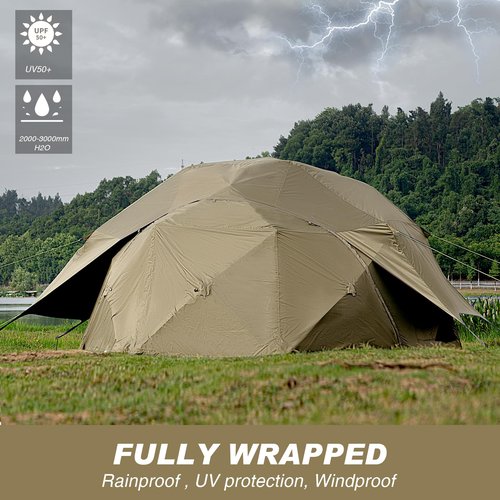 Thallike 8/10/12 Person Gazebo, Large Pop Up Hub Tent for Camping, 60 Second Set Up Tent Canopy Shelter Camping Shelter 145 sq. ft. Khaki