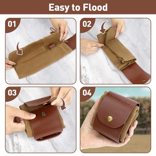 TIEFUMYO Foraging Bag Waxed Canvas Outdoor Camping Foraging Pouch Water Resistant Collapsible Brown Mushroom Bushcraft Belt Tool Bag for Travel Hiking Backpacking