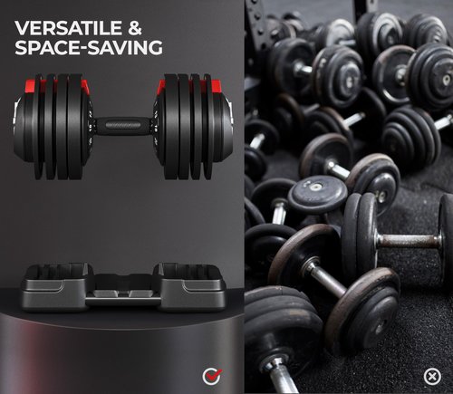 Yaheetech Adjustable Dumbbell Set 25/40/52.5/90LBS Adjustable Dumbbells Fast Adjust Dumbbell Weight Set with Anti-Slip Handle and Tray for Men/Women Home Gym Strength Training Equipment Single/Pair