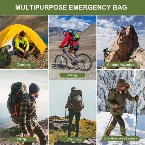 Emergency Sleeping Bag 4 Pack Survival Sleeping Bag with Whistles Thermal Emergency Bivy Sack Sleeping Bags Portable Emergency Blanket for Outdoor Hiking Camping (Orange+Green)