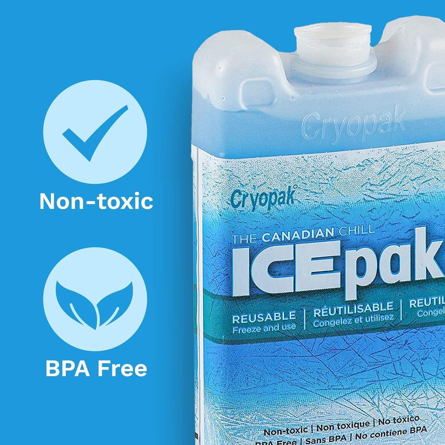 Cryopak ICEpak Large Hard Shell Reusable Ice Packs for Coolers and Lunch Box Use, Freezer Safe Gel Design, Professional Grade Cooling, Non-Toxic and BPA Free, Essential Travel Accessories, Large