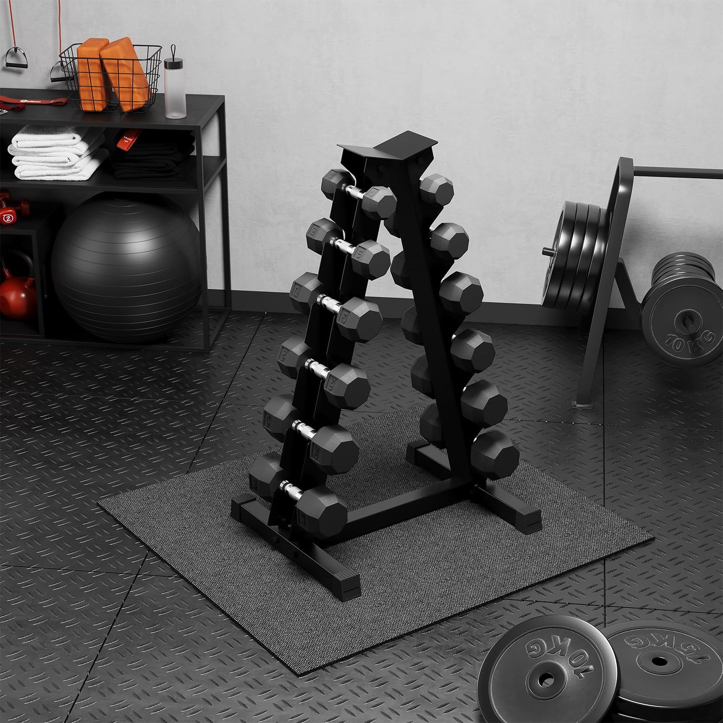 GarveeLife Premium Rubber Coated Hex Dumbbell Weight Set with Rack, Multiple Packages,210 lbs(6 pair) for Home Gym, Coated Hand Weights for Strength Training, Workouts