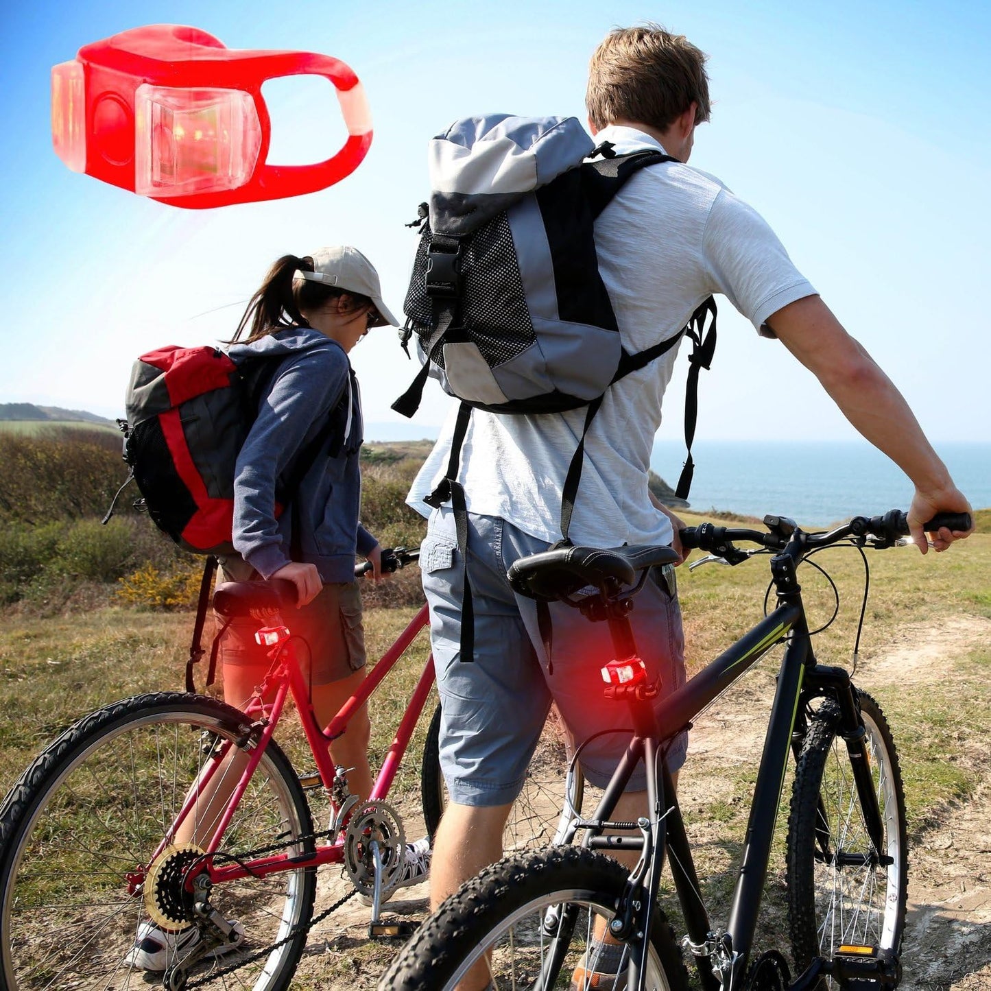 Bright Eyes - 2-Pack Aircraft Aluminium Waterproof 300 Lumen LED Bike Light Set (Headlight, Taillight) - Batteries Included