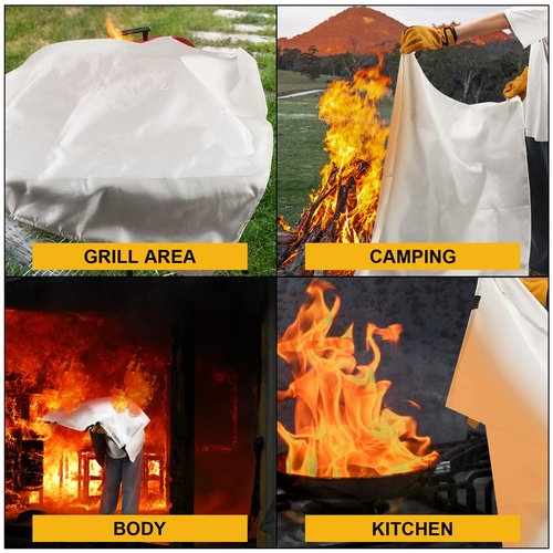 ONLEMY Fire Blanket - 2 Pack - 40" x 40" Emergency Fire Blanket for Home and Kitchen, Camping, Grill, Kitchen, Home, Car, School, Warehouse