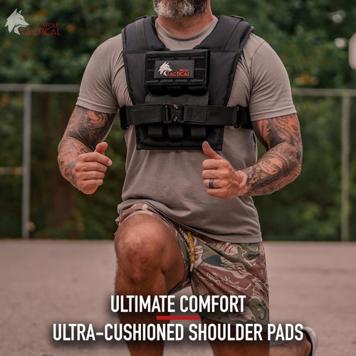 WOLF TACTICAL Weighted Training Vest - Weighted Vest Men Strength Training Weight Vests Workout Weight Vest for Men (Black, 25 LB)