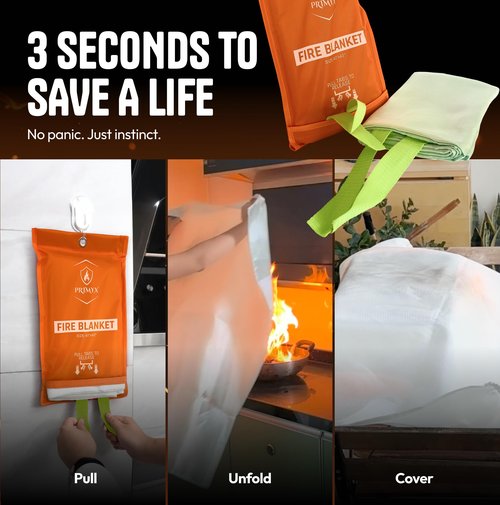Emergency Fire Blanket 40"x40" (1-Pack) – Fireproof Survival Blanket for Home, Kitchen, RV & Camping – Smothers Grease & Electrical Fires – Reusable, Pet & Family Safe Fire Safety Gear
