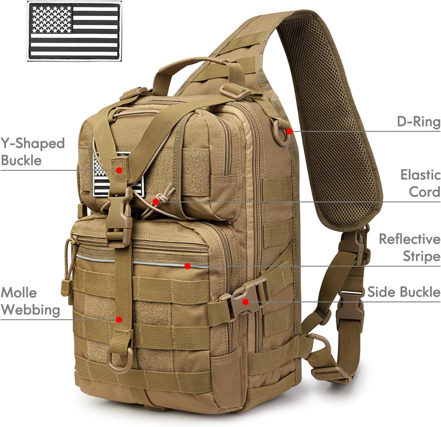 G4Free Tactical Sling Backpack Big Molle EDC Assault Range Bag Pack Military Style for Concealed Carry