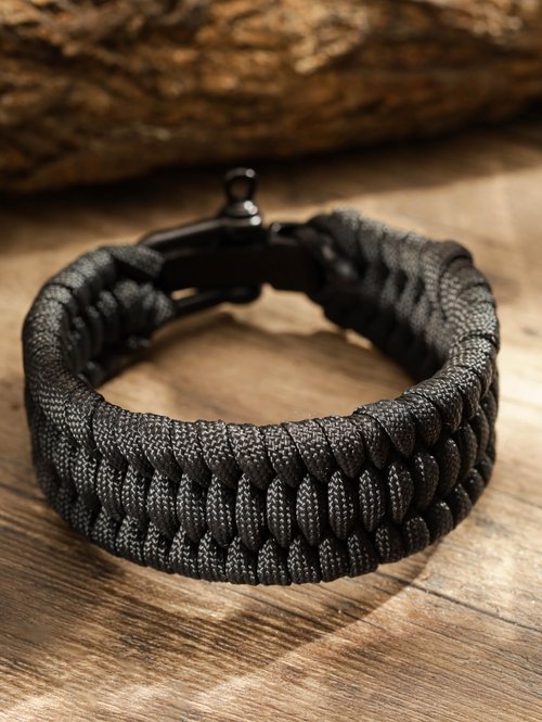 HAQUIL Men's Adjustable Paracord Survival Bracelets with Metal Clasp, Durable Tactical Rope Wristband