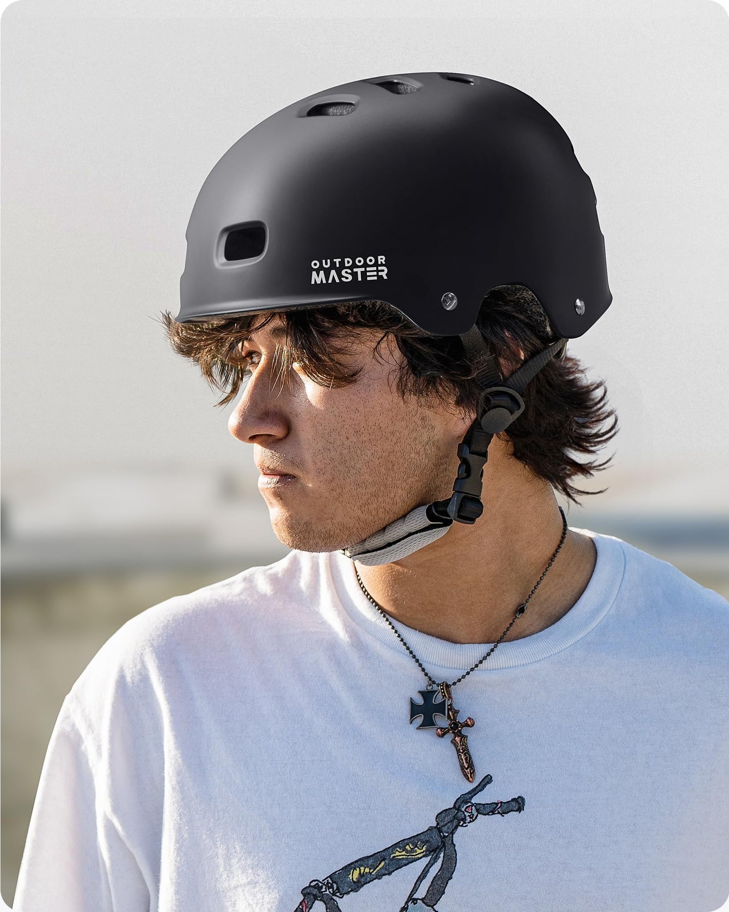 OutdoorMaster Skateboard Cycling Helmet - Two Removable Liners Ventilation Multi-Sport Scooter Roller Skate Inline Skating for Kids, Youth & Adults - S - Black
