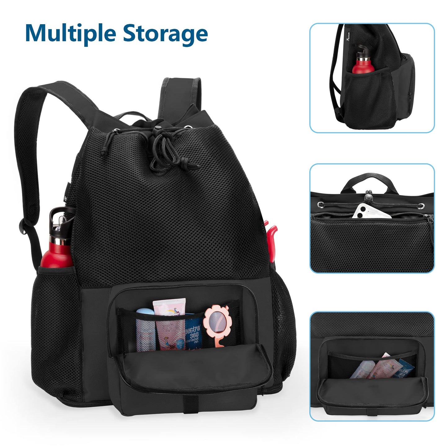 Fasrom Extra Large Mesh Beach Bag Bundle with Mesh Beach Backpack for Beach or Pool Trip