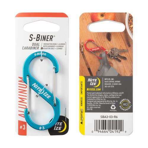Nite Ize S-Biner Aluminum Dual Carabiner - Size 3 - Blue - 5 Count (5 Pack)