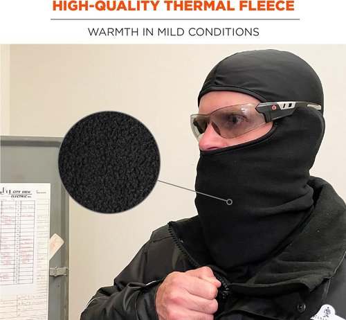 Balaclava with Spandex Top, Comfortable Wear Under Helmet, Winter Face Mask, Ergodyne N-Ferno 6822,Black