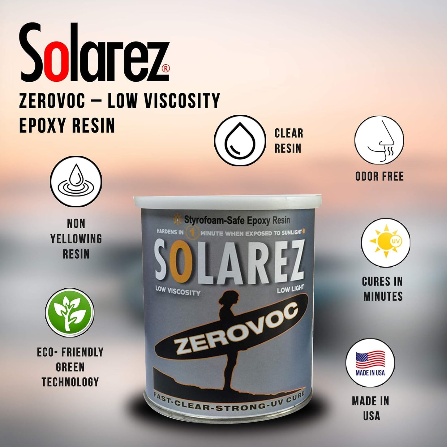 SOLAREZ Artisan Epoxy Resin Kit - Clear, UV-Resistant, 16 oz for Crafts & Repairs